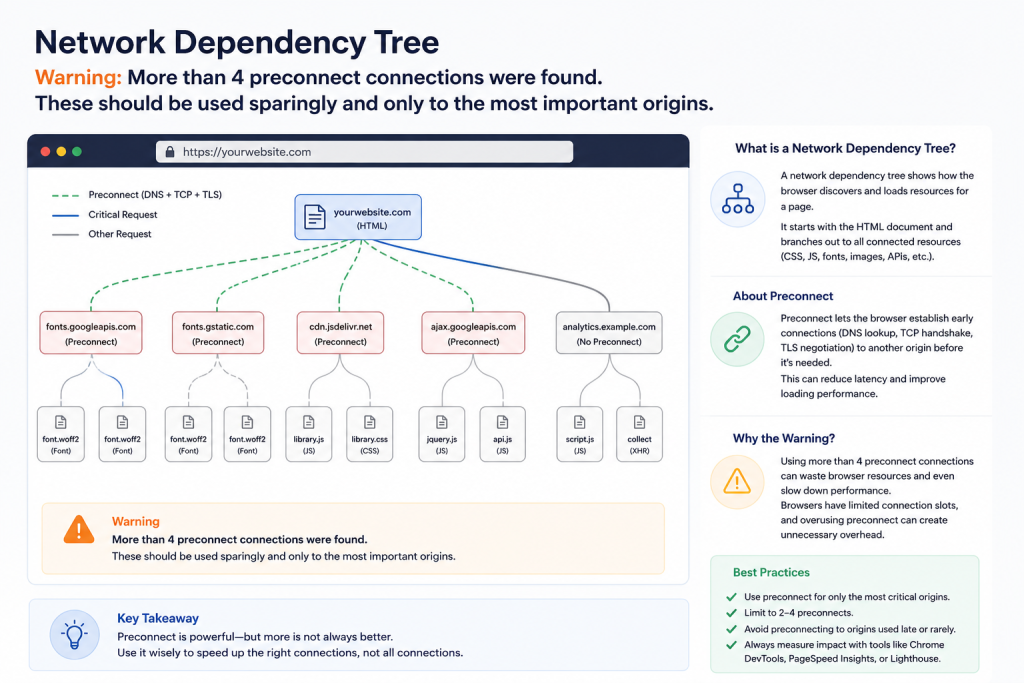 Network dependency tree and preconnect guide