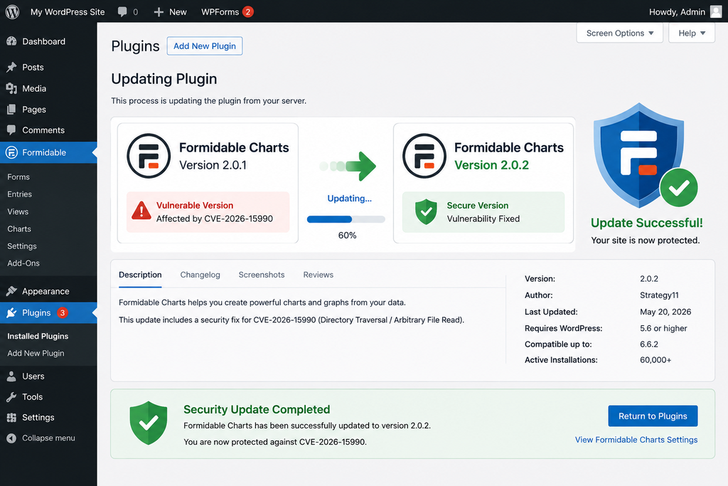 Updating Formidable Charts from vulnerable version 2.0.1 to patched version 2.0.2.