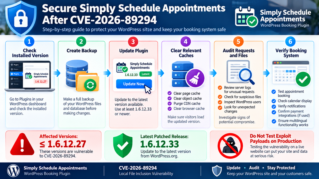 Steps to secure Simply Schedule Appointments after CVE-2026-89294
