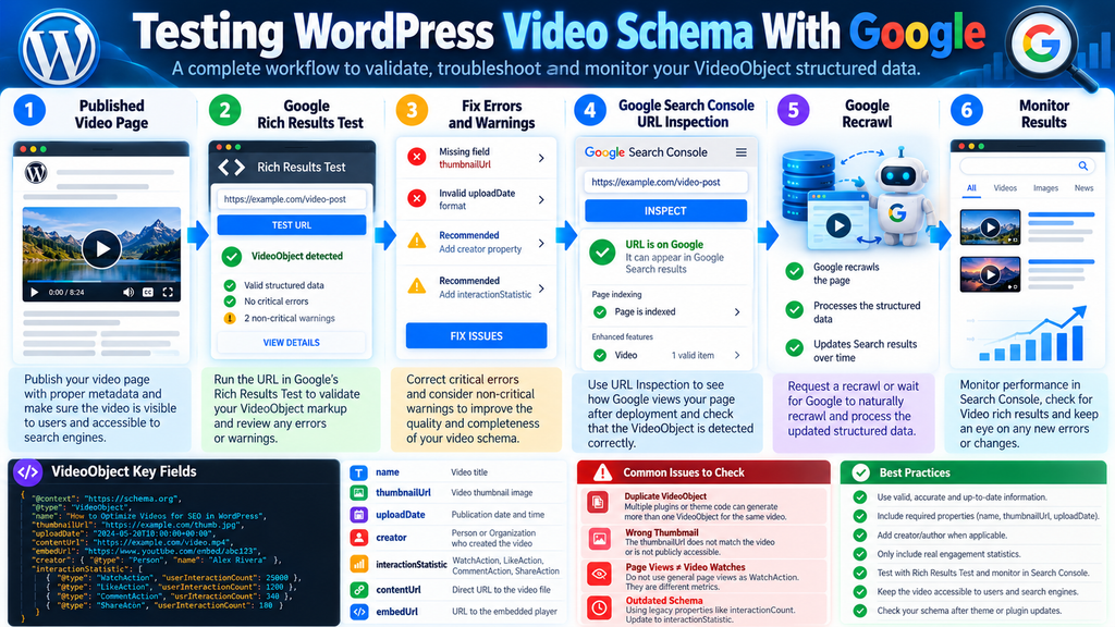 Testing WordPress VideoObject markup with Google Rich Results Test and Search Console