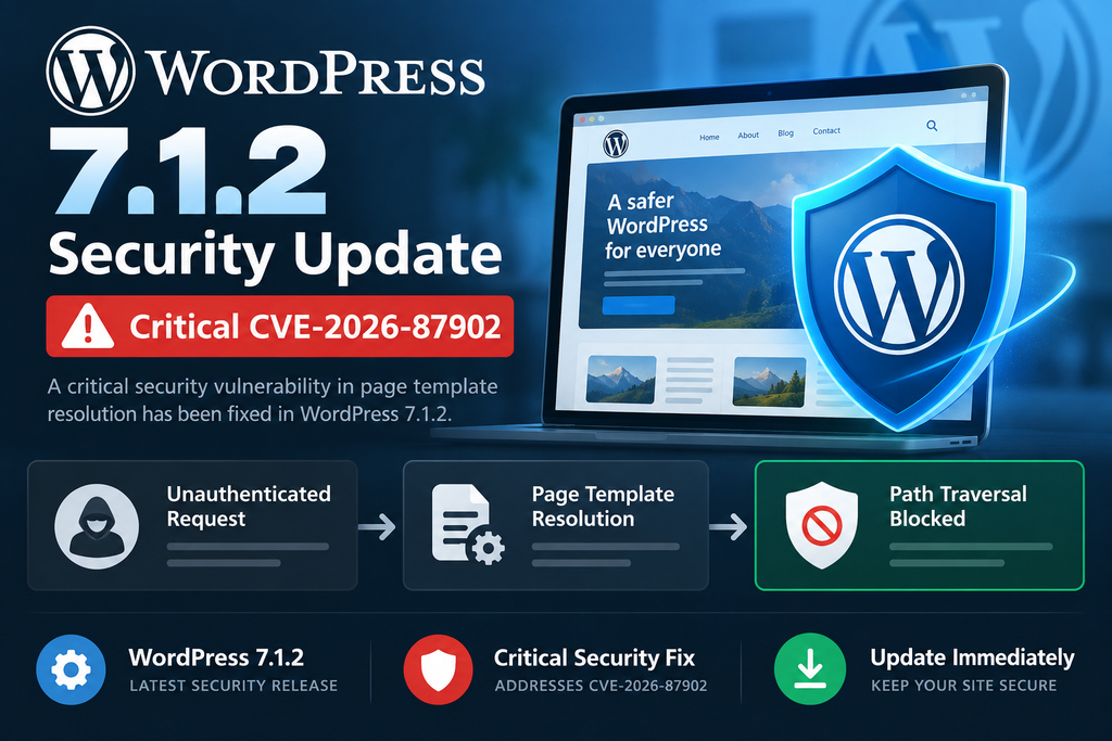 WordPress 7.1.2 security update protecting page template resolution from CVE-2026-87902 path traversal.